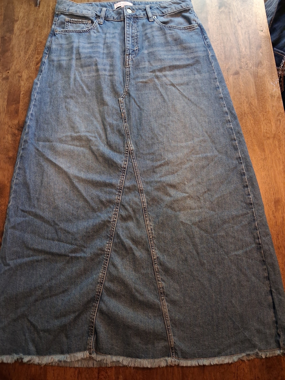 Lucky Brand Light Blue Denim Maxi Skirt with Raw Hem 12/31 - Picture 4 of 8